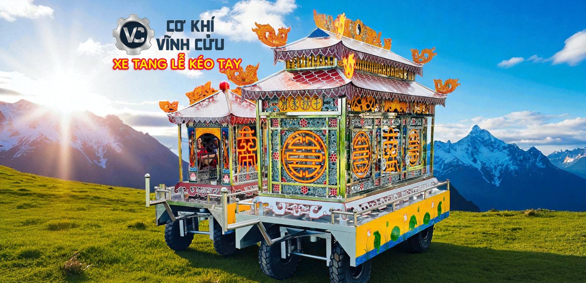 banner Xe tang lễ kéo tay